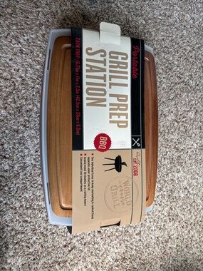 Grill Prep Station with Wood-Tone Cutting Board